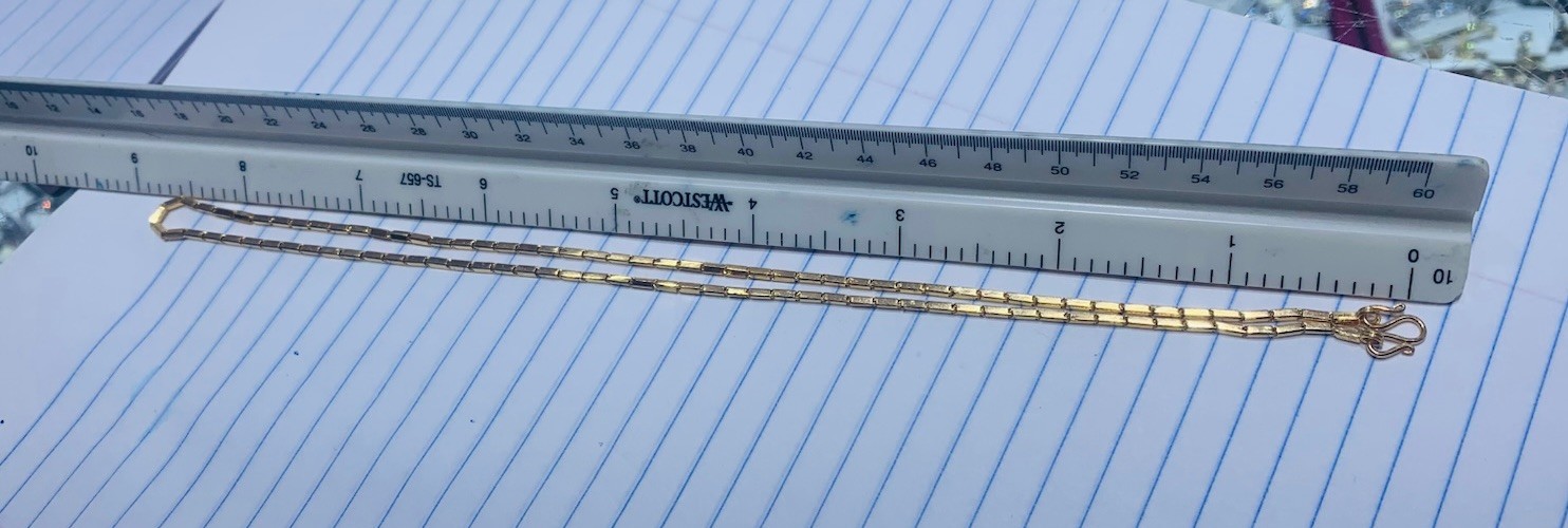 18K Solid Yellow Gold Bar Link Chain Necklace 7.30Grams 17.5Inches(1.9mm)