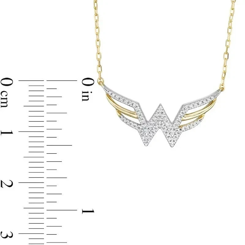 Wonder Woman Collection 1/8 CTTW Diamond Symbol Necklace in 925 Sterling Silver