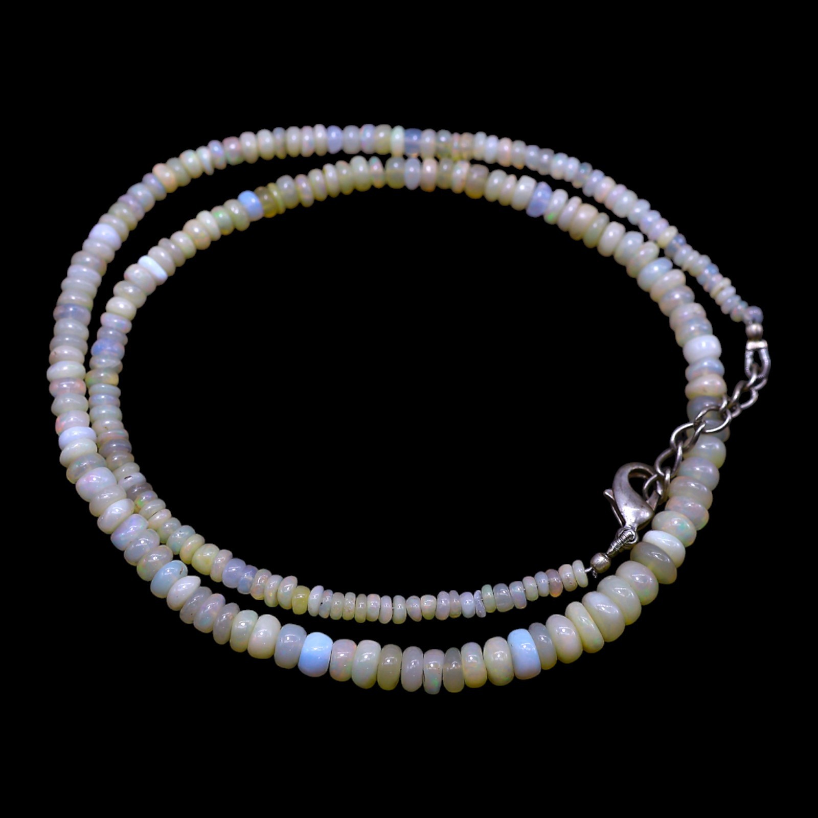 Smooth 2X6 MM Multi Color Fire Opal Beaded Not Applicable Rondelle Boho Necklace