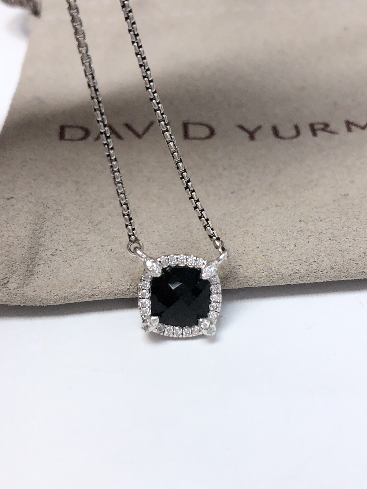 DAVID YURMAN Petite Chatelaine Sterling Silver Black Onyx & Diamond Necklace