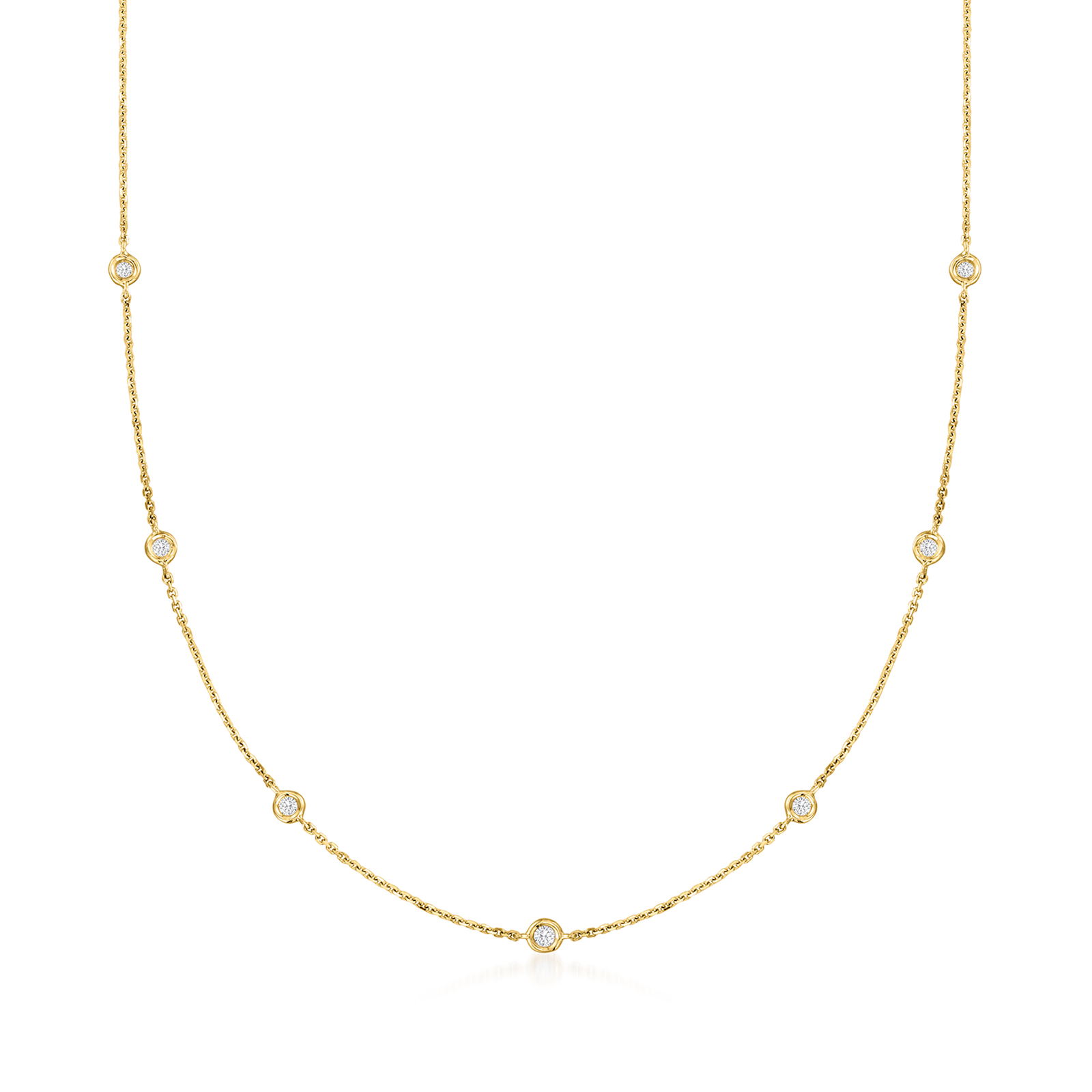 Ross-Simons 0.20 ct. t.w. Diamond Station Necklace in 14kt Yellow Gold