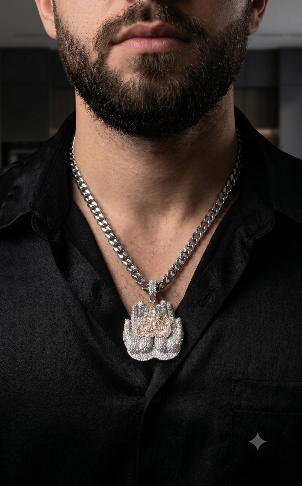 Lab Grown Moissanite Praying Pendant Allah Script Fathers Day Gift