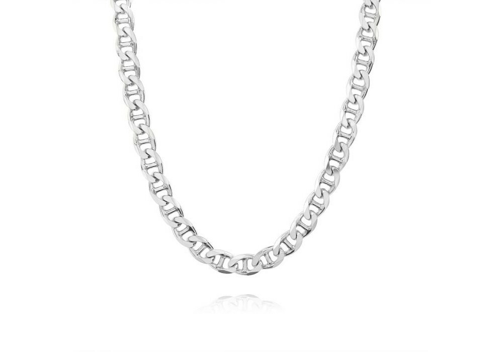 Italian .925 Sterling Silver 3.5MM Flat Mariner Link Chain Necklace 18″ – 36″