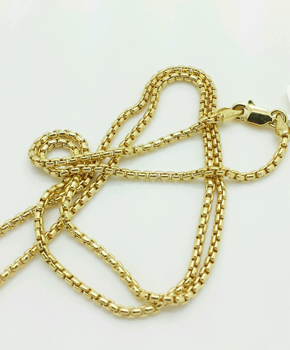 14k Yellow Gold Round Box Link Necklace Pendant Chain 18″ 1.7mm