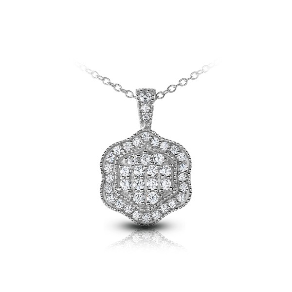 1.32ctw E VS2 Round Cut Natural Certified Diamonds White Gold Pendant + Chain