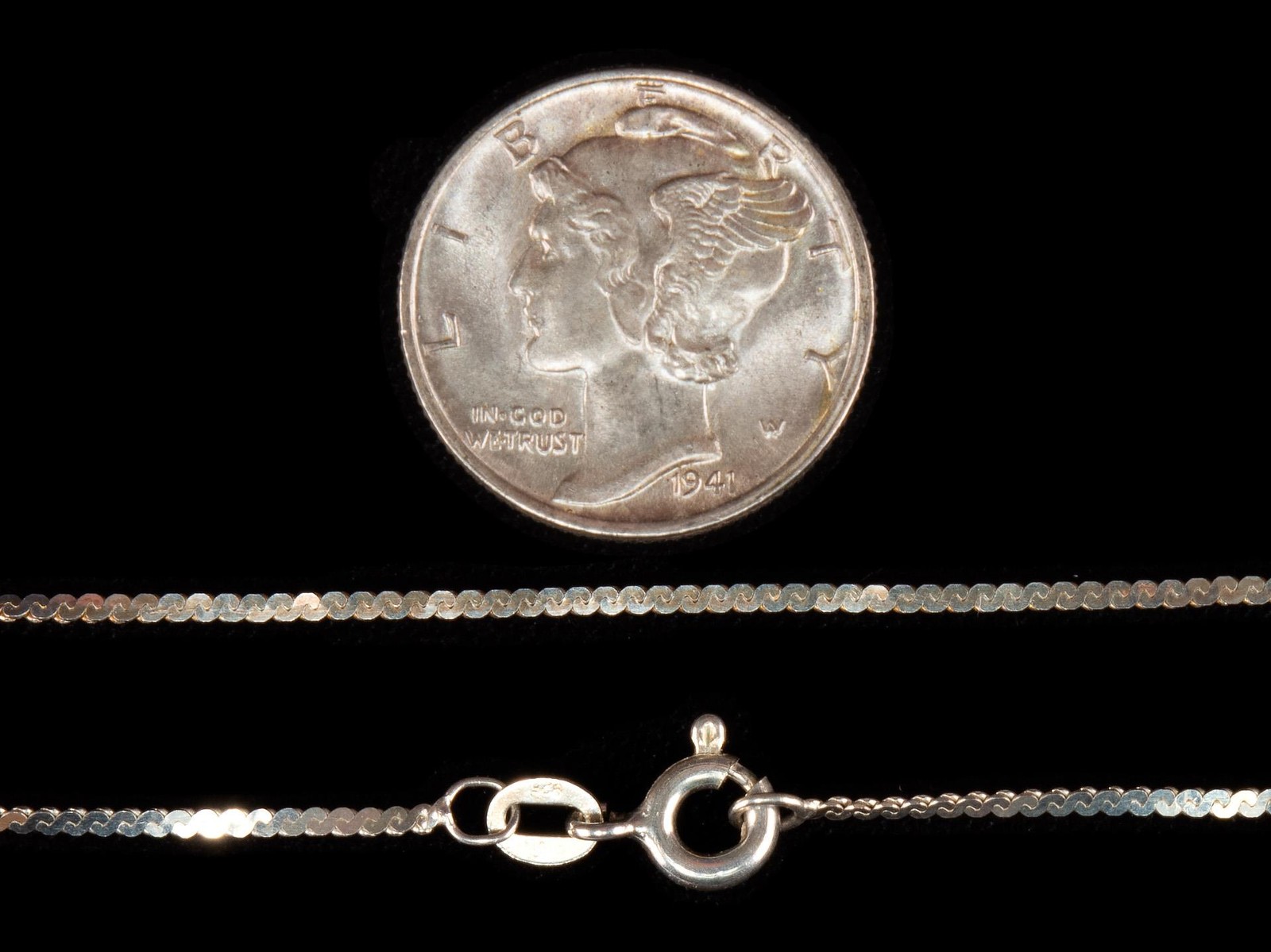 18″ Serpentine Link .925 Sterling Silver Chain 1mm Wide 1.5 Grams