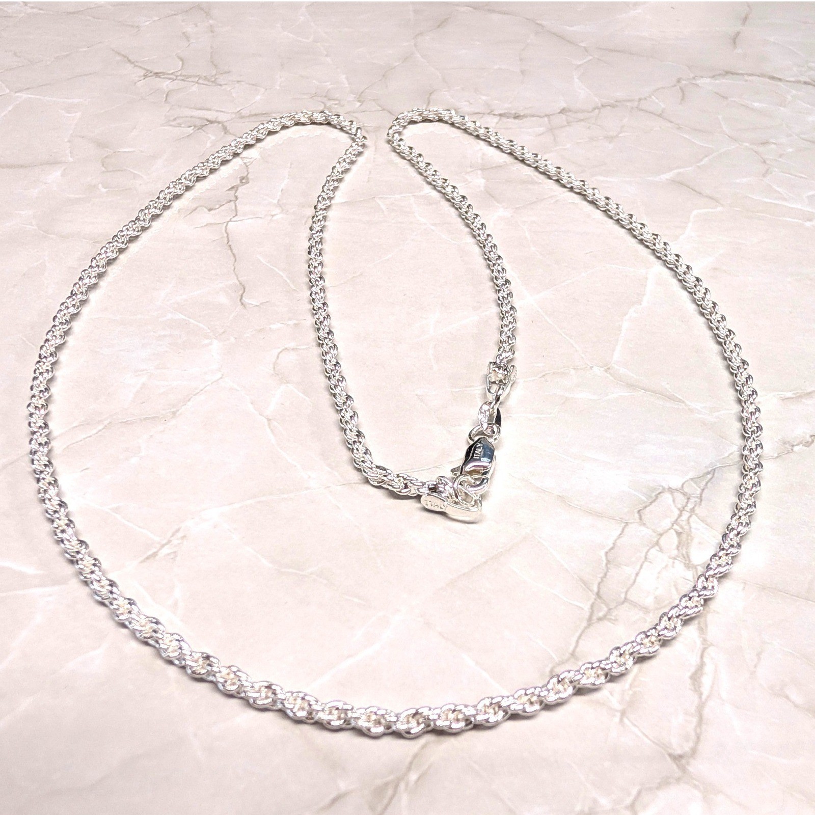 New Sterling Silver MARKED 925 Italy NOT TAGGED Rope Chain Necklace 24in Lobster