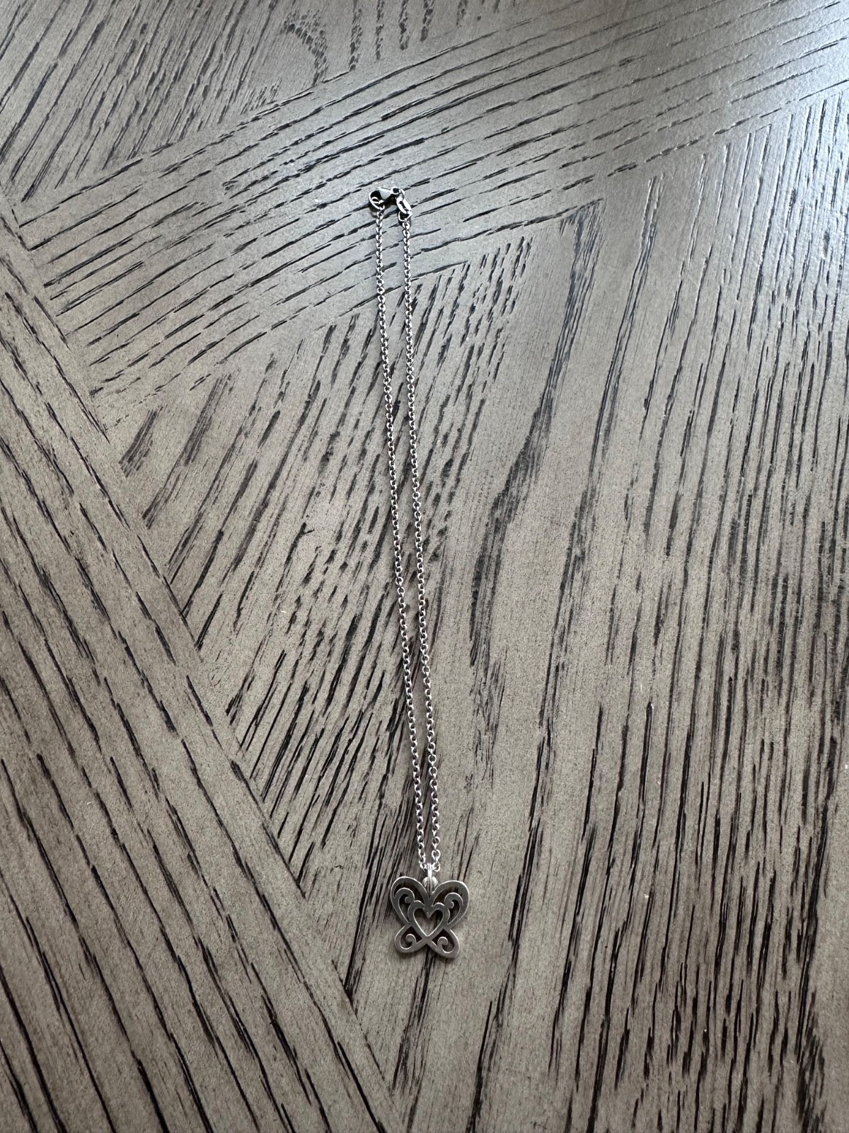 James Avery Sterling Silver Butterfly Heart Retired Charm Necklace