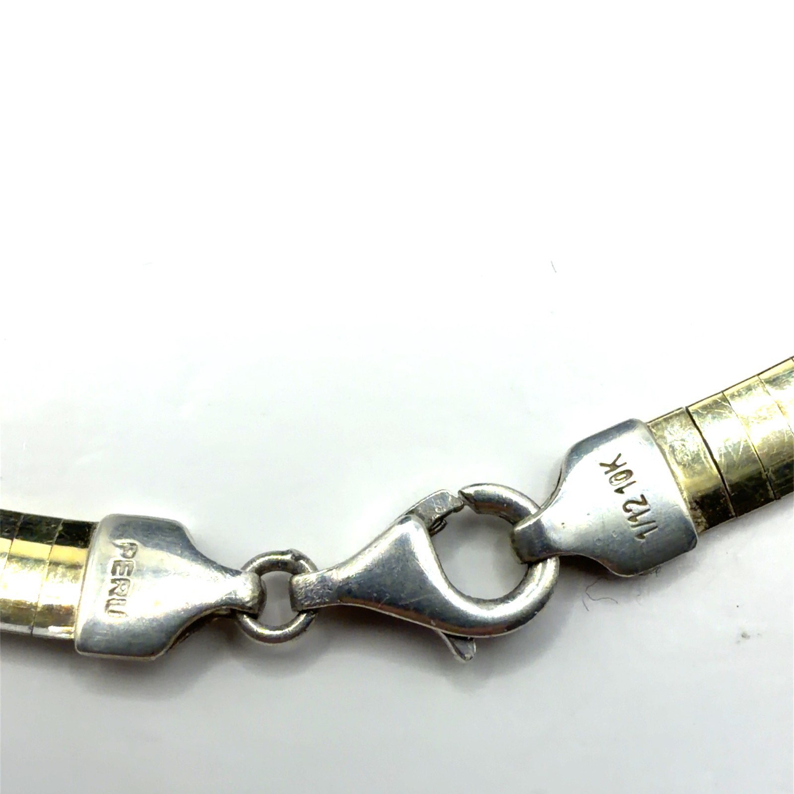 10K Gold Filled and Sterling 6mm Omega Reversible Necklace Made in Peru 17” 16 g