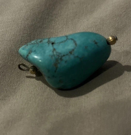 Gorgeous gold turquoise pendant- Ready for a chain.
