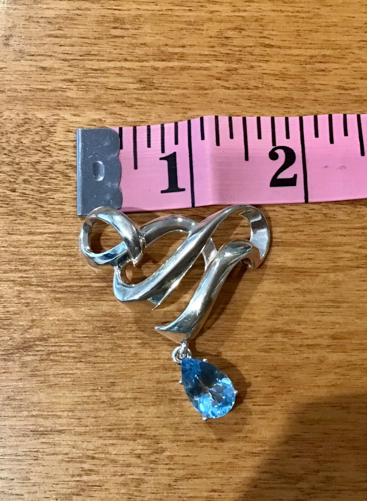 STUNNING UTC SIGNED 925 PENDANT BLUE TOPAZ 925 ITALY 18” SNAKE NECKLACE LOBSTER