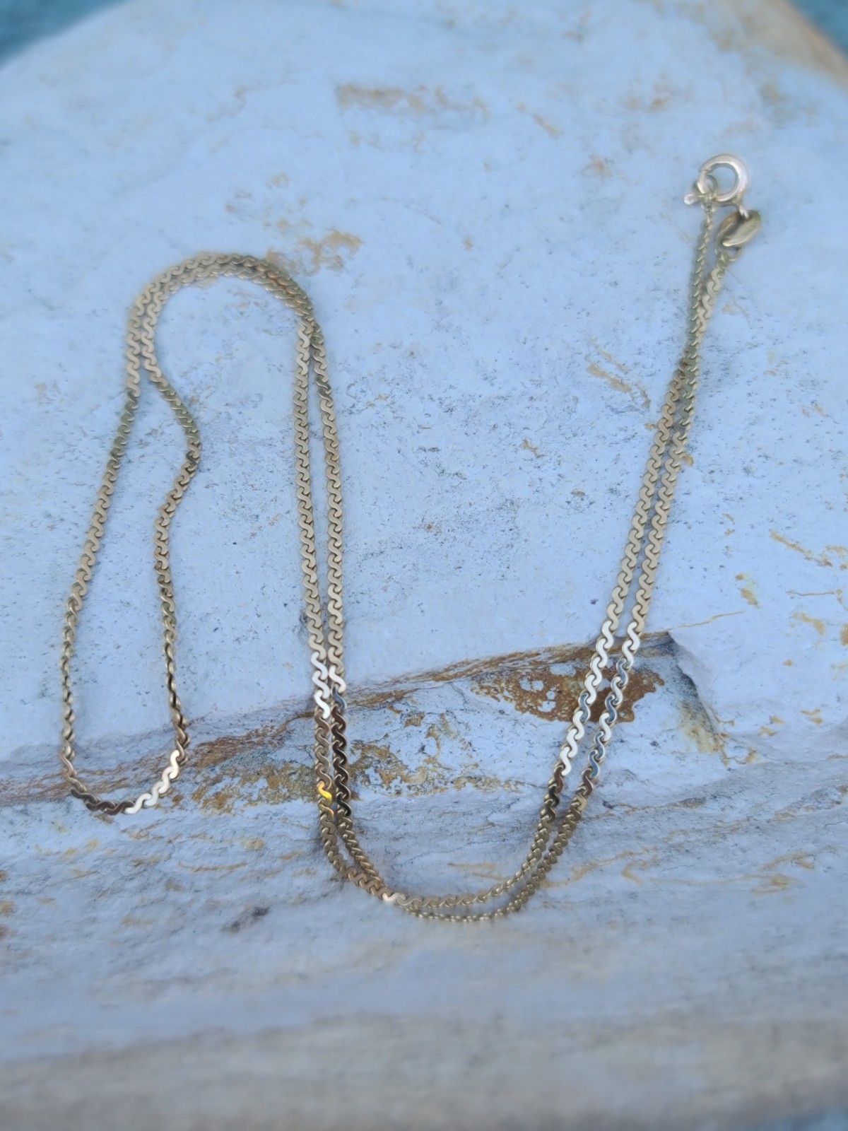 14k Solid Yellow Gold Serpentine Chain Necklace 18″x1.1mm ITALY Signed AR 3grams
