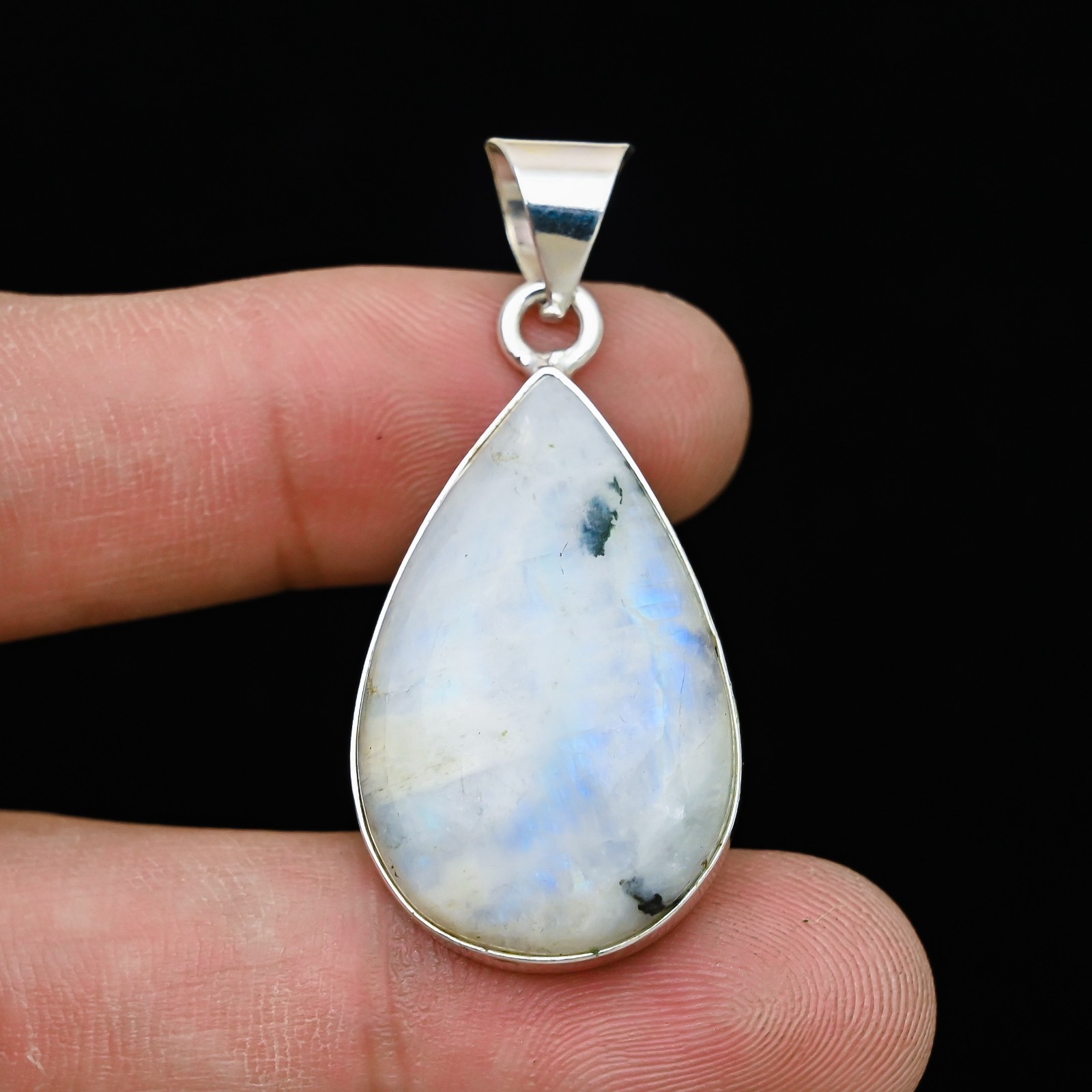 Rainbow Moonstone Gemstone 925 Sterling Silver Handmade Pendant Jewelry Gift For
