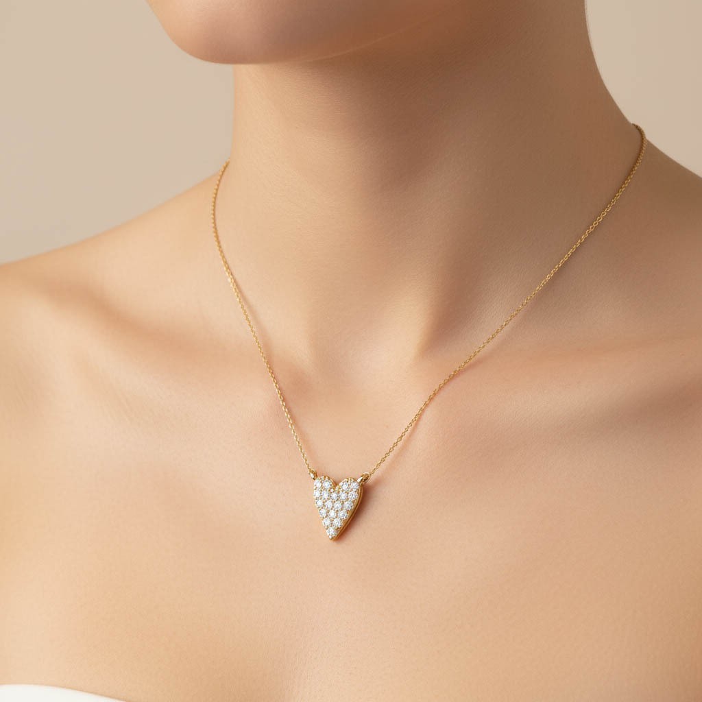1/10 Ctw Lab Grown Diamond Heart Pendant Necklace 925 Sterling Silver