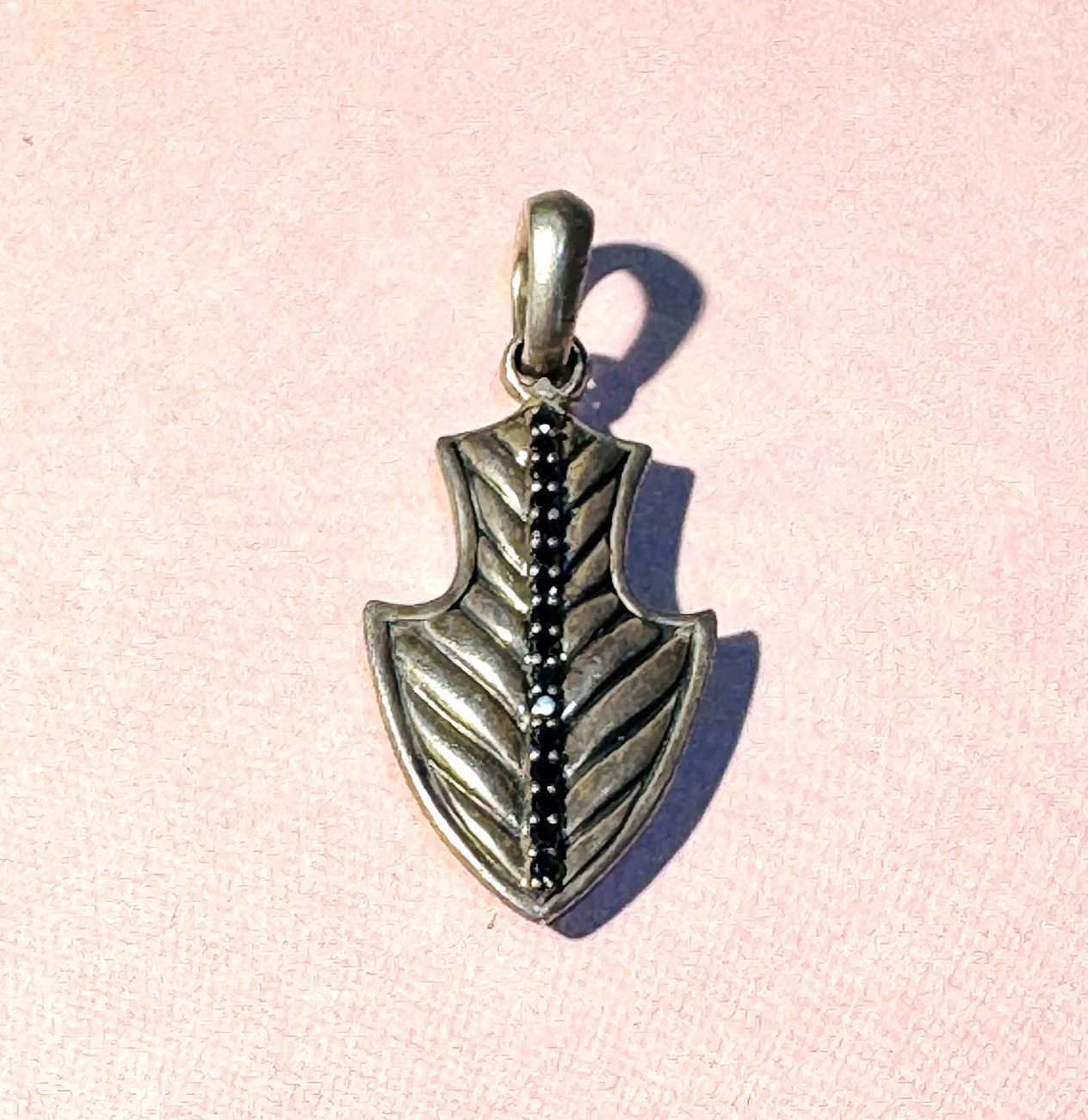David Yurman Sterling Silver Black Diamond Arrow Head Charm Pendant 1.4x.70″