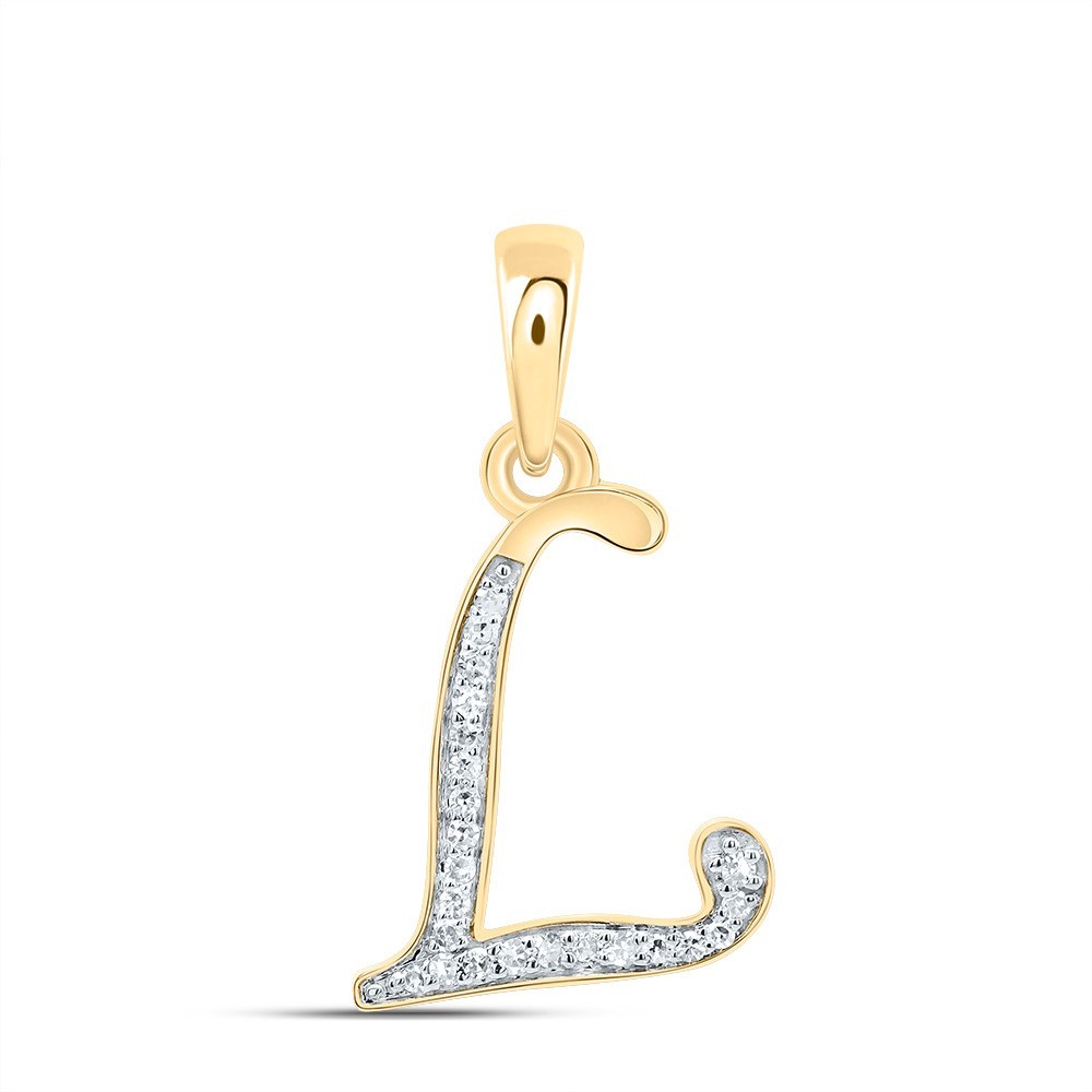 10k Yellow Gold 0.09CTW Natural Diamond Initial “L” Charm 0.93g Letter Pendant