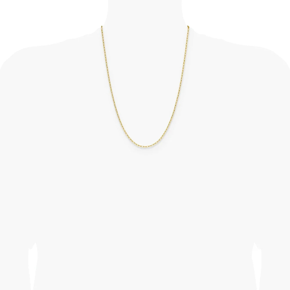14K Yellow Gold 2.2mm Semi-Solid Paperclip Chain Necklace 16″-24″