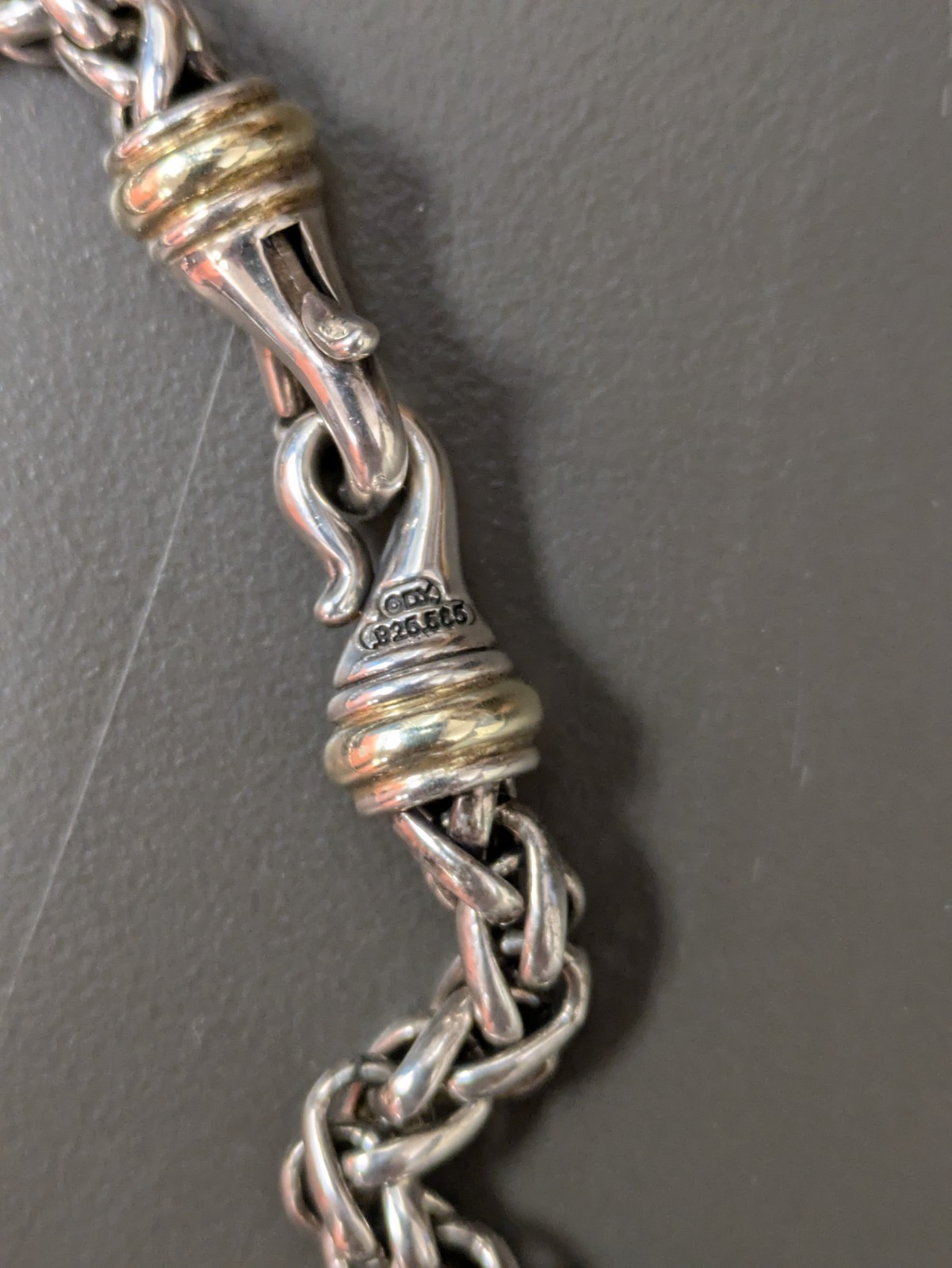 David Yurman 925 Sterling Silver & 14k Yellow Gold 6mm Wheat Chain Necklace 16″