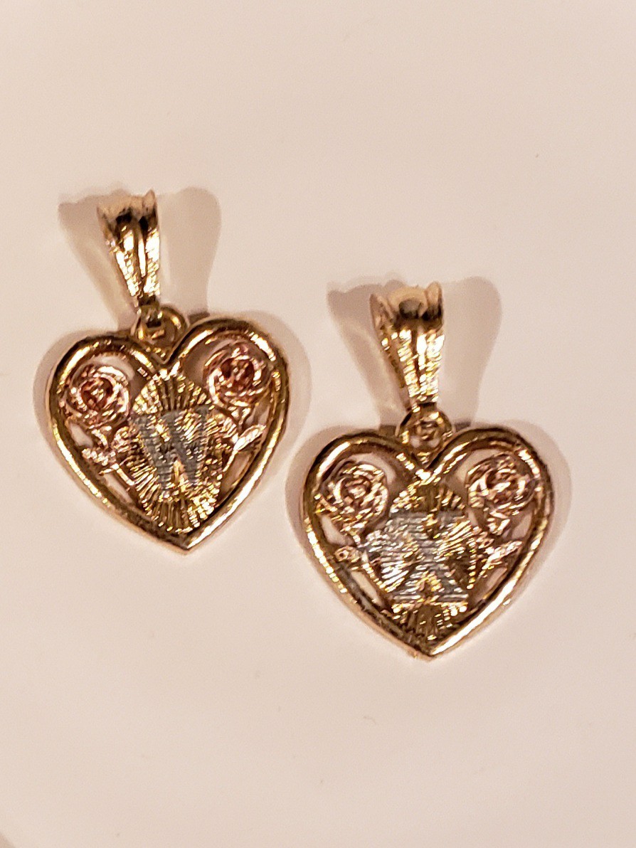 Initial Tri Color Heart Pendant (S13)