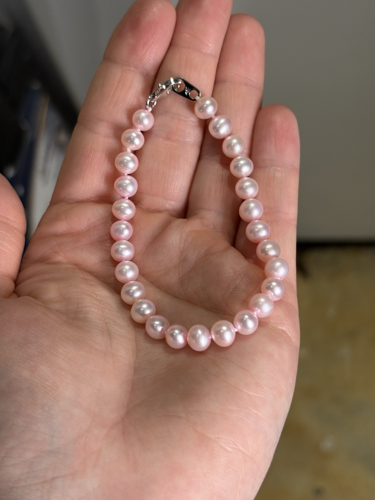 Danbury Mint Sterling Silver Pink Pearl Necklace Bracelet & Stud Dangle Earrings