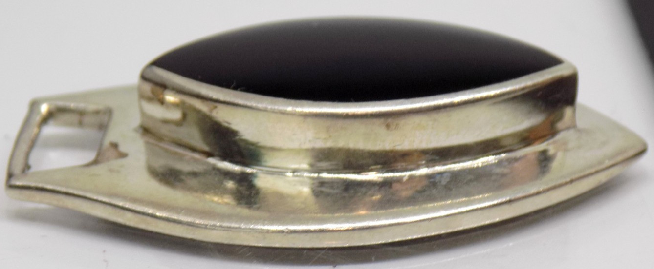 CHAPAL ZENRAY signed NF natural black onyx sterling 925 silver pendant