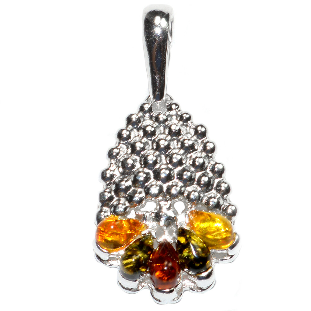 3.6g Authentic Baltic Amber 925 Sterling Silver Pendant Jewelry N-A420