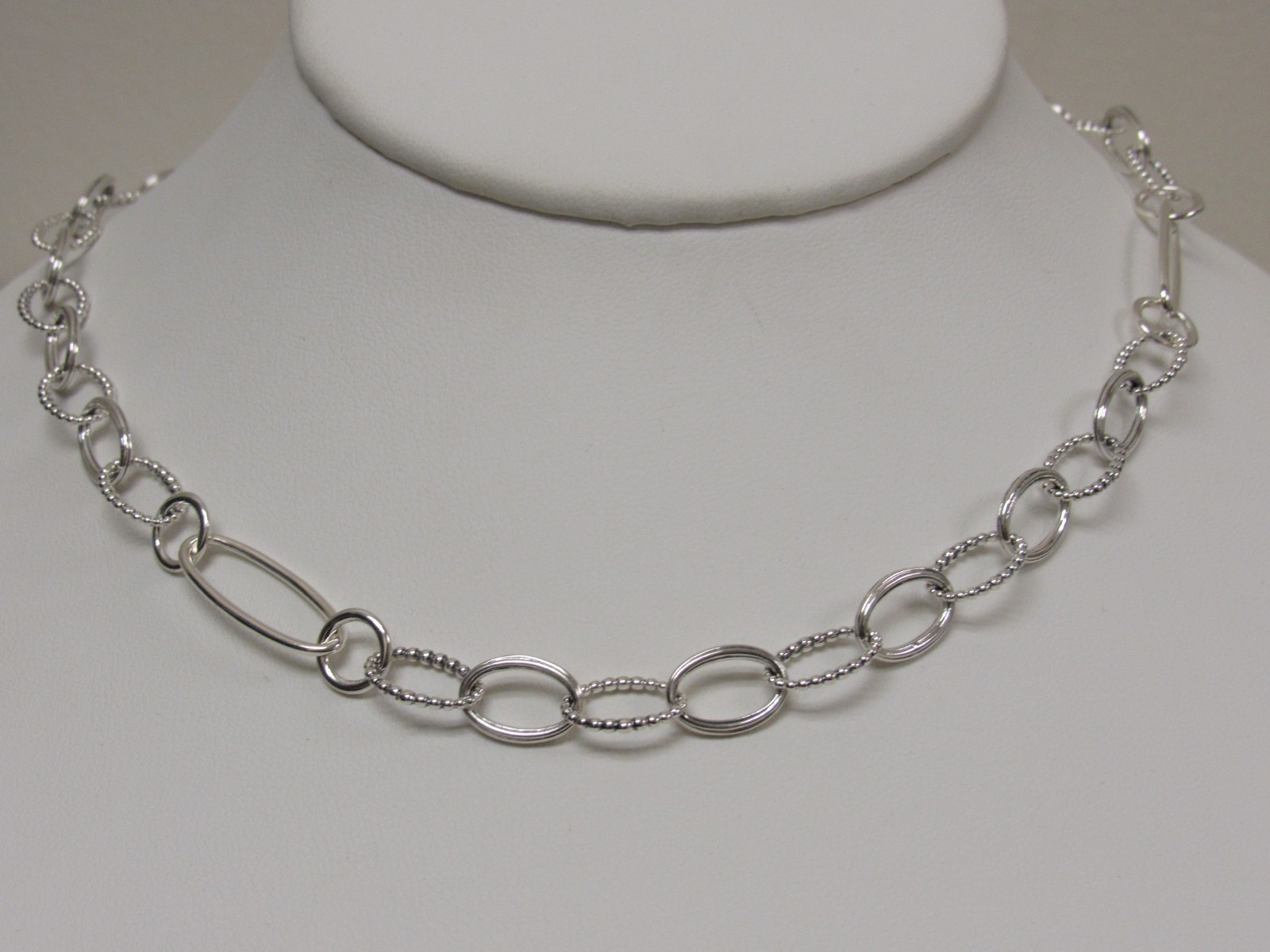 Designer LAGOS Sterling Silver Signature Caviar Smooth and Fluted Link Necklace