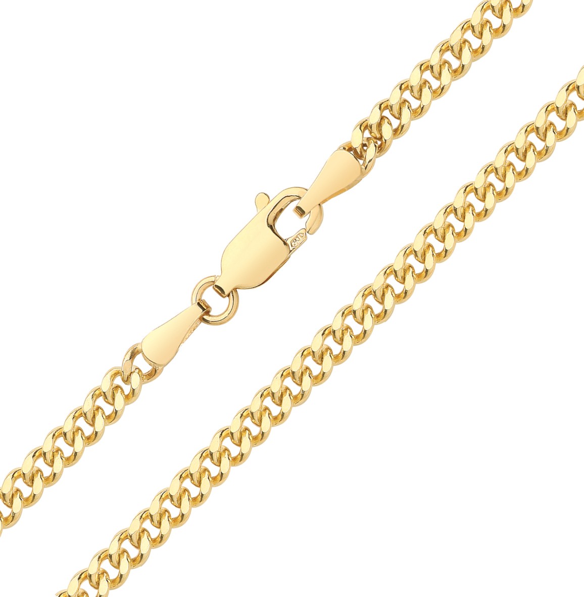 9k Yellow Gold Curb Chain – 16, 18, 20, 22, 24, 26, 28, 30 inch 244072U