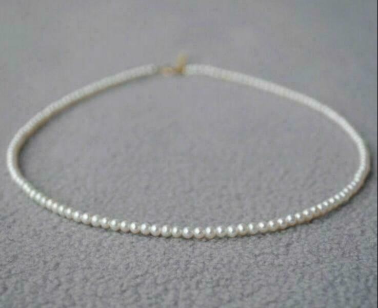 Mini 16″ AAA+ 2-3mm Japanese Akoya White Pearl Necklace 14k Clasp