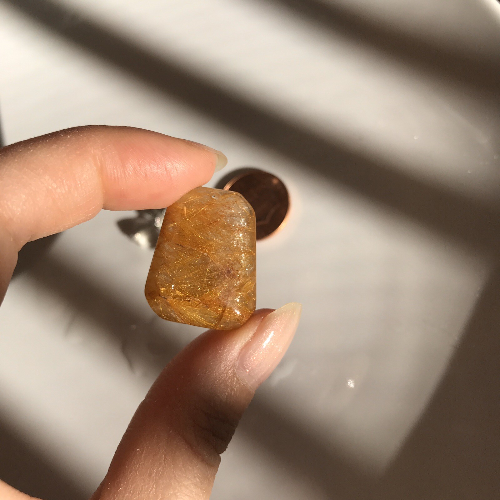US SELLER Natural cushion Golden Rutilated Quartz Pendant Brazil Crystal 18