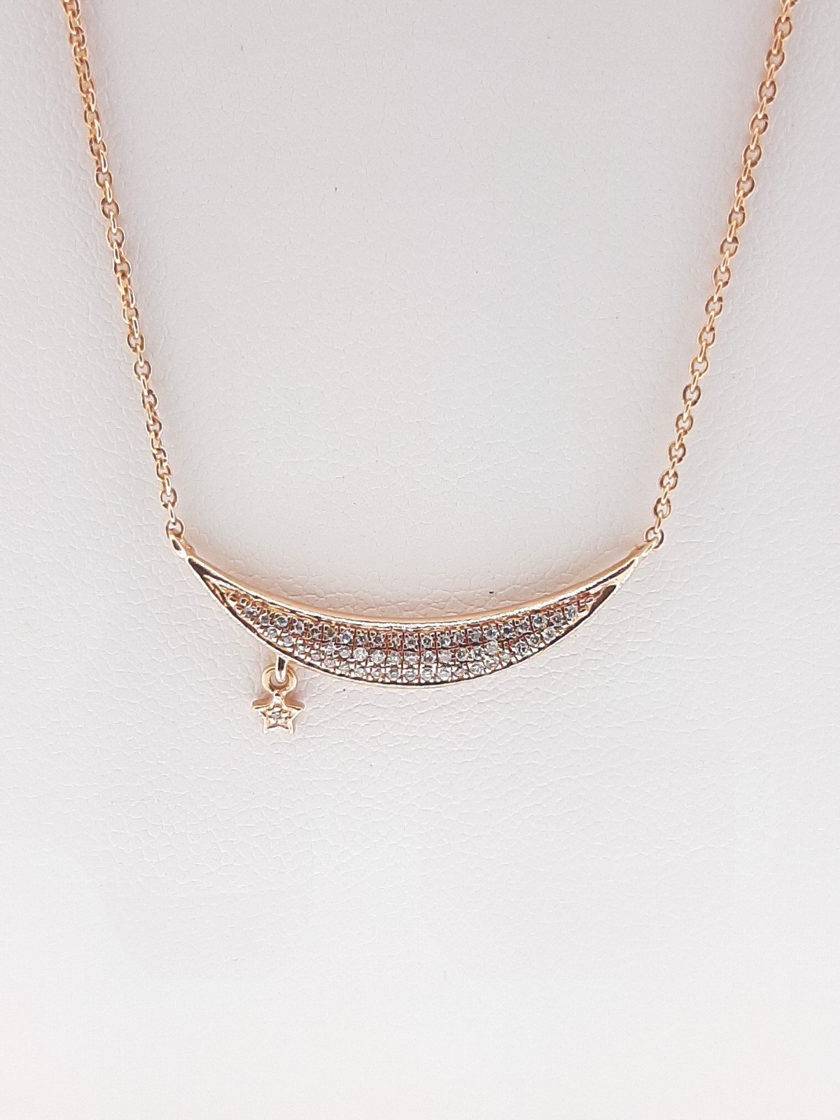 14K Rose Gold Brilliant Diamond Moon Star ⭐️ Necklace Pendant DPD3698-5