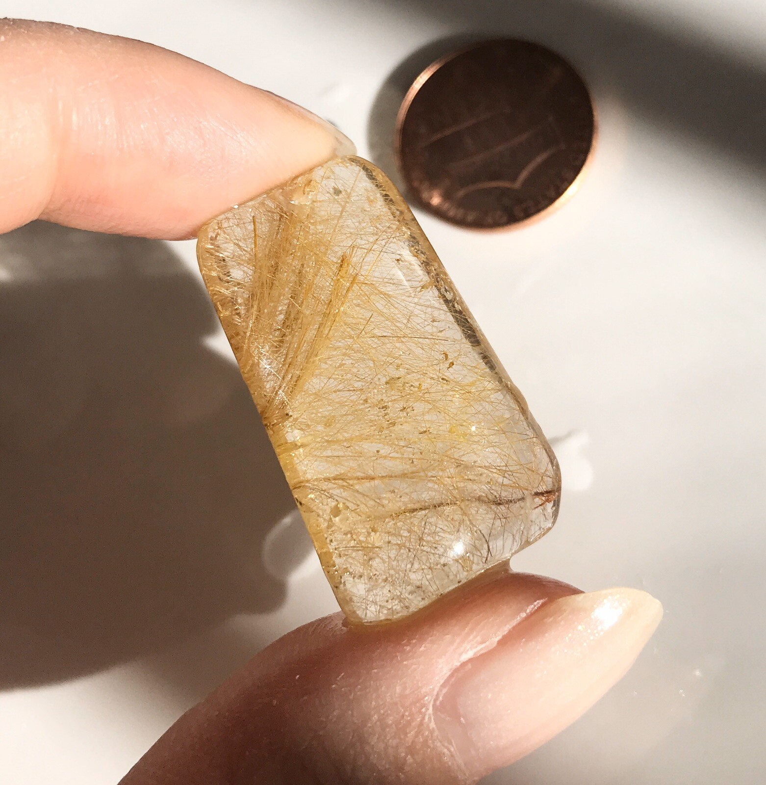 US SELLER Natural cushion Golden Rutilated Quartz Pendant Brazil Crystal 15