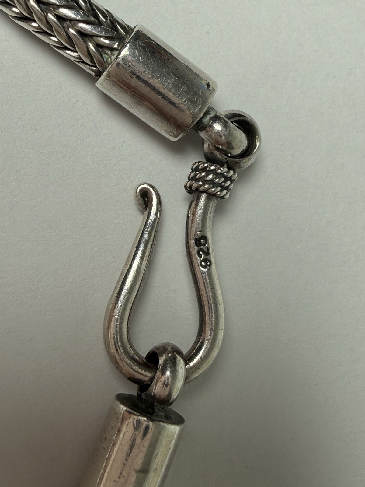 Sterling Silver Foxtail Chain 17” 4mm Hook Closure Necklace 925