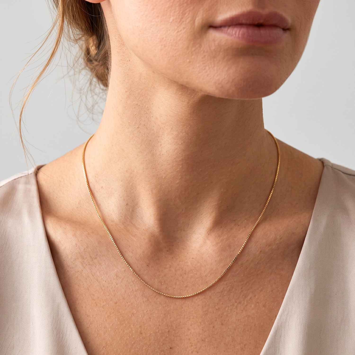 14K Real Solid Yellow Gold Petite Dainty Box Chain Italian Necklace 16″ 18″ 20″