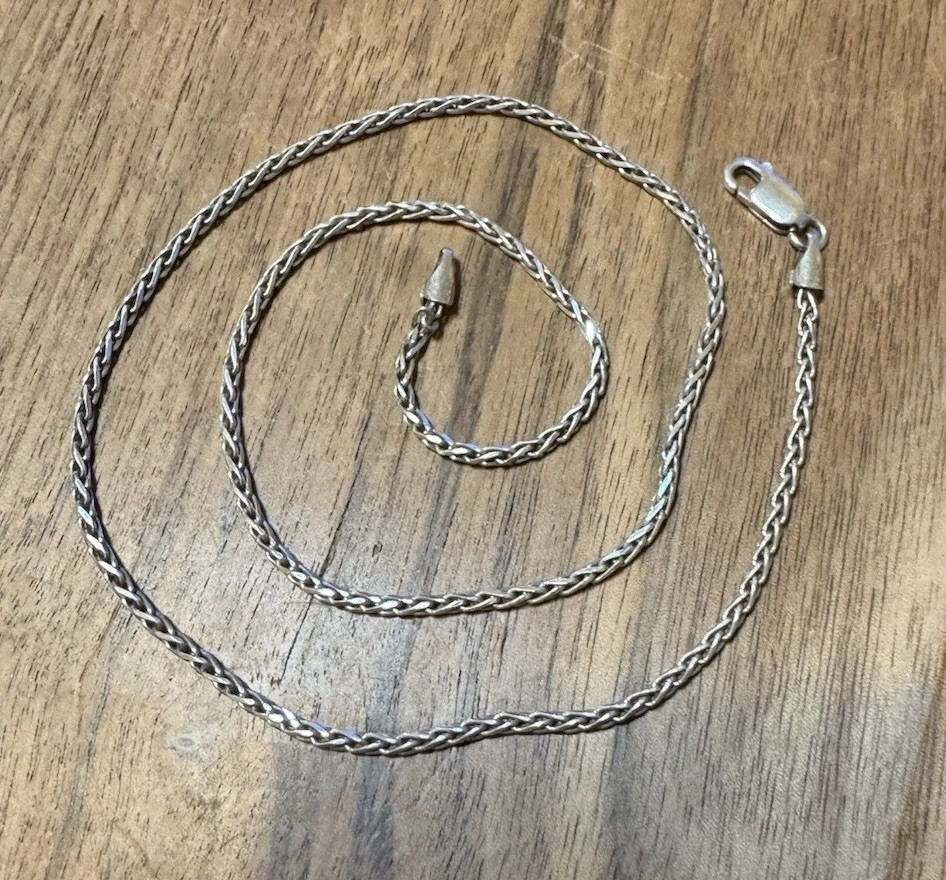 Unique 18” Sterling Silver 925 Italy Braided Rope 2mm Necklace Chain~8 Grams