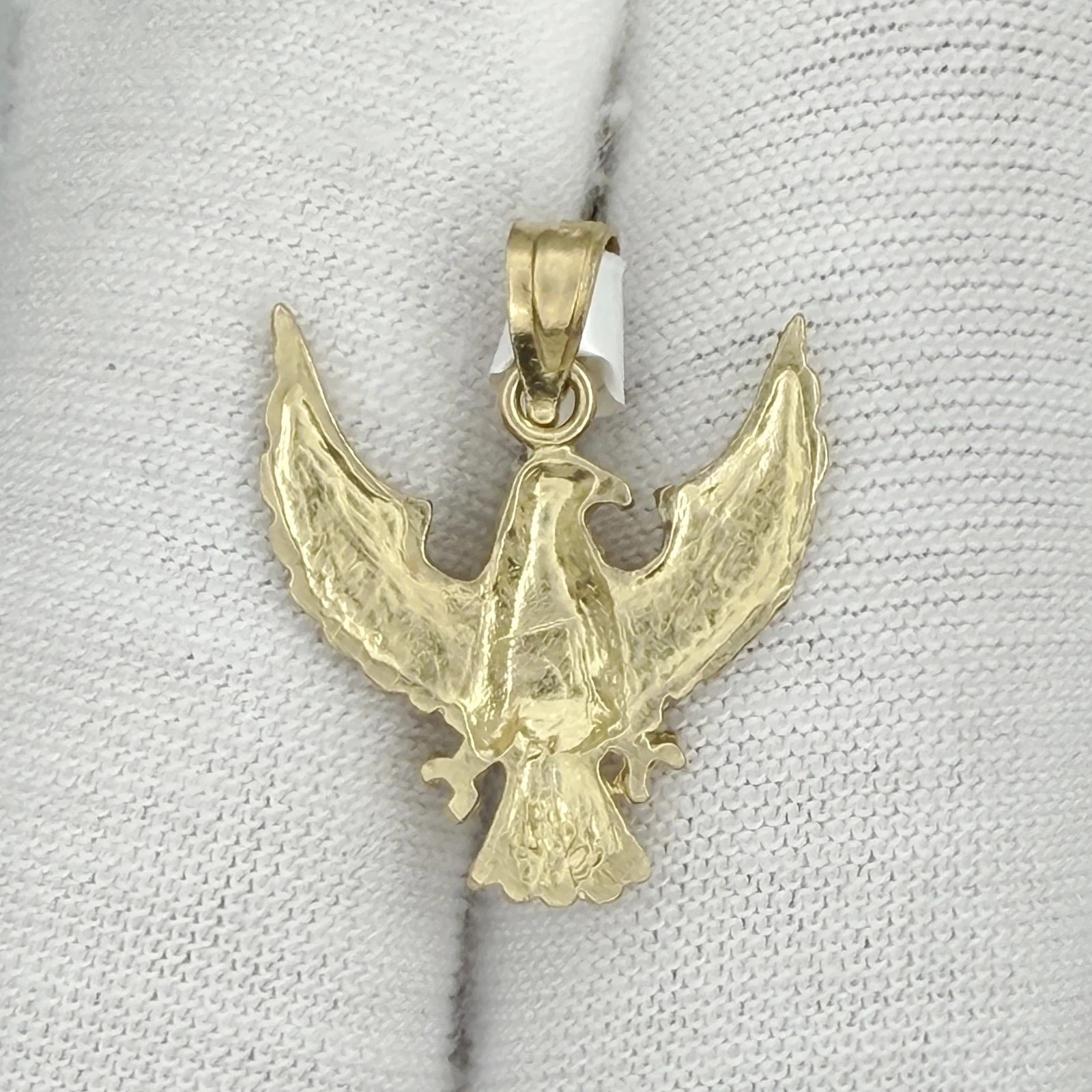 Small Tiny 10k Yellow Gold Diamond Cut Eagle Pendant Charm For Necklace or Chain