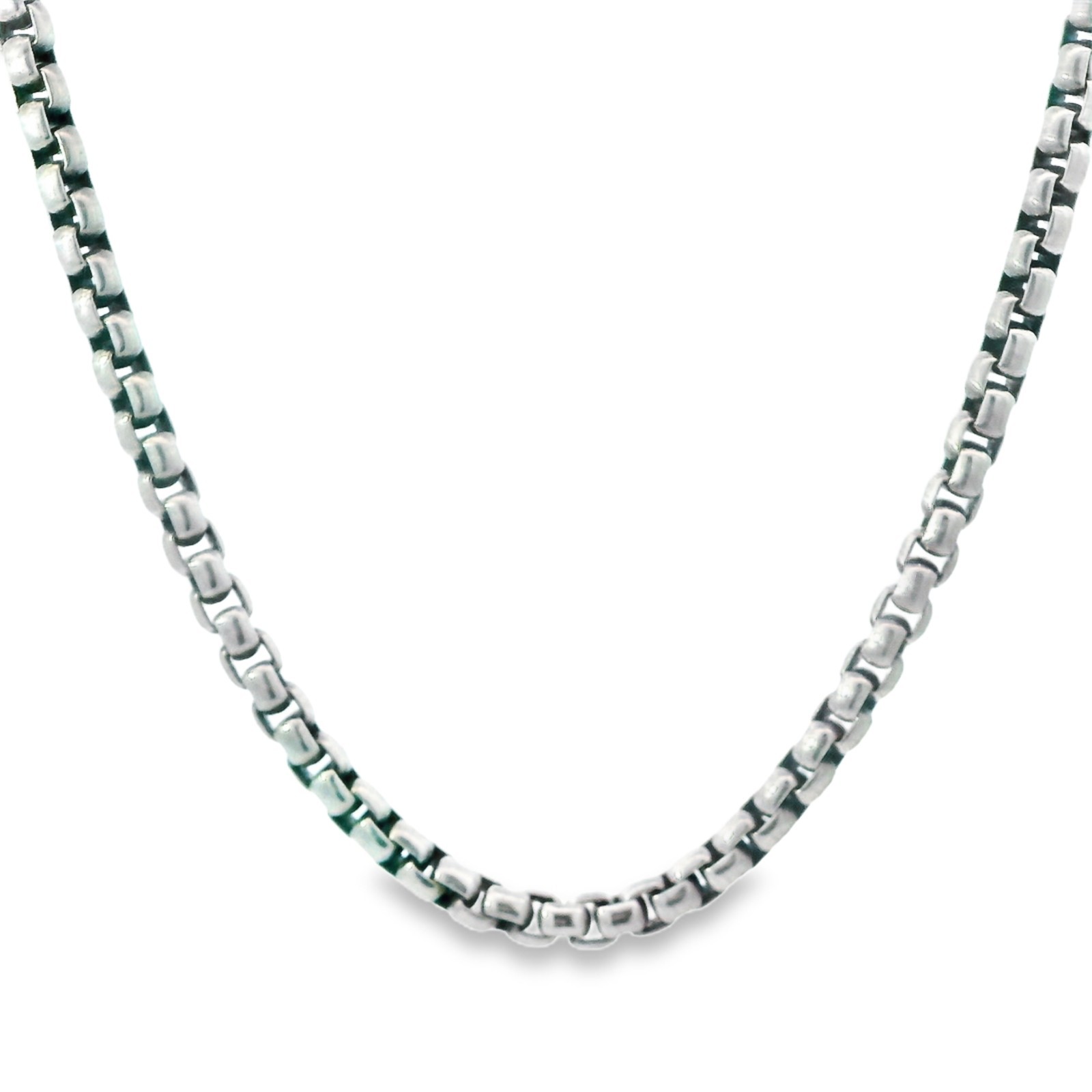 David Yurman Sterling Silver Rounded Box Chain Choker Necklace