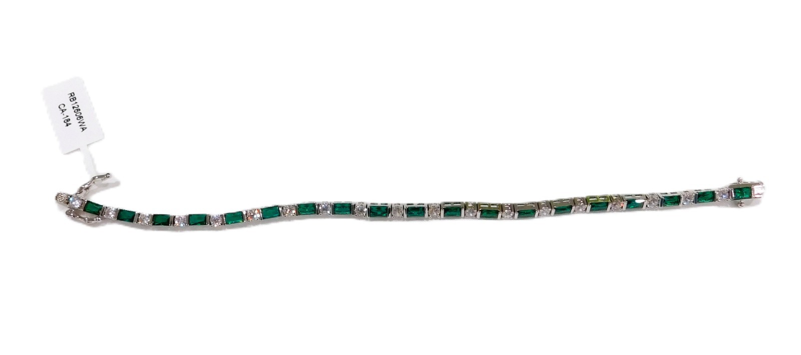Ivy Sharpe Silver Tone Beautiful Simulated Emerald Cut 2 1/4 ct. Bracelet NIB