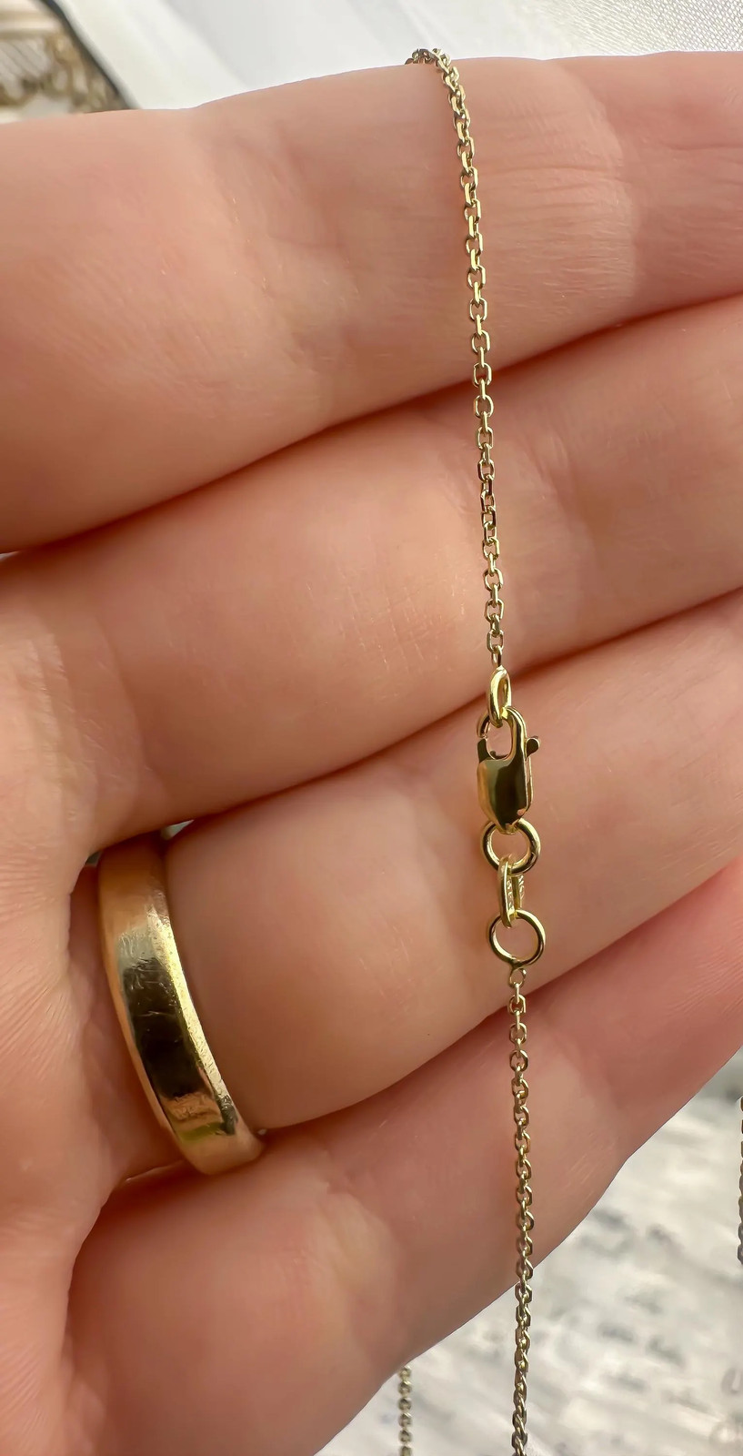 14K Solid Gold Cable Chain Necklace, 16 18 20 Inch, Dainty Gold Chain