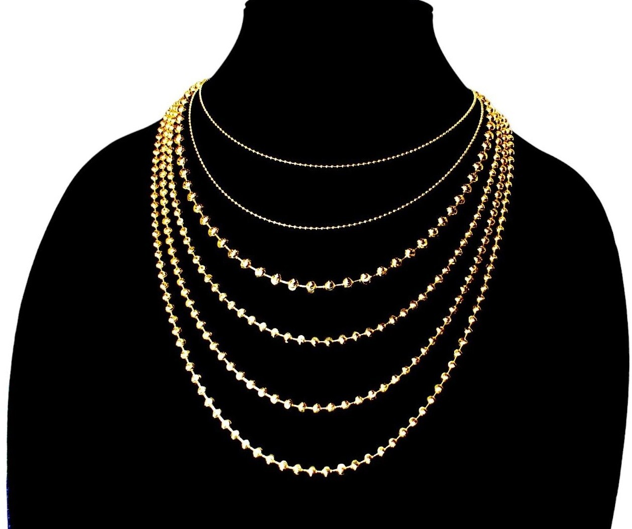 14K Yellow Gold 1.7mm-5mm Solid Round Ball Bead Chain Necklace Real 16″-30″