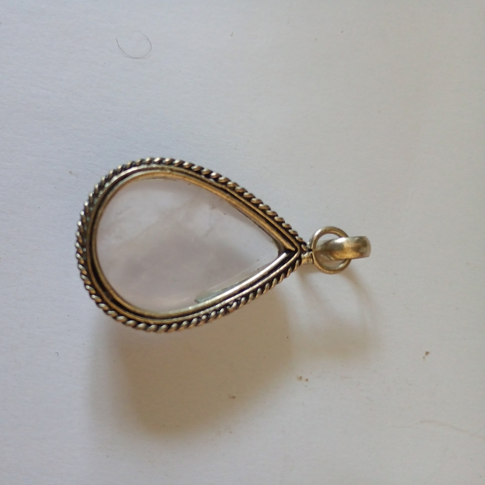 Large Rose Quartz pear shaped, Silver Pendant