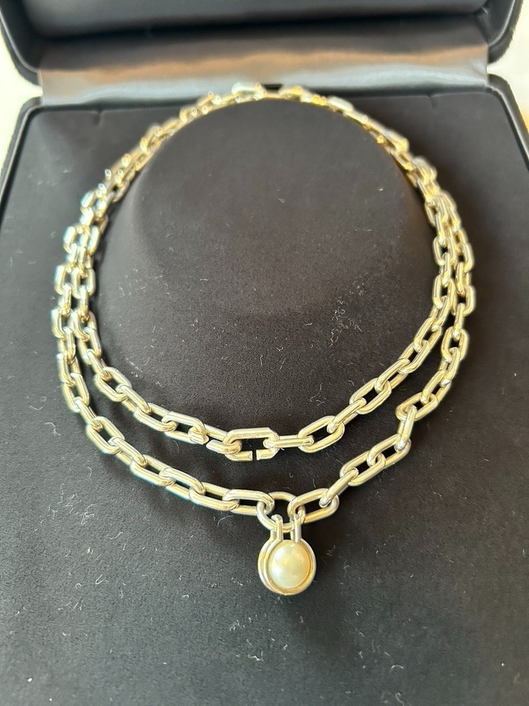 Tiffany & Co. HardWear Freshwater Pearl Necklace in Sterling Silver 32”