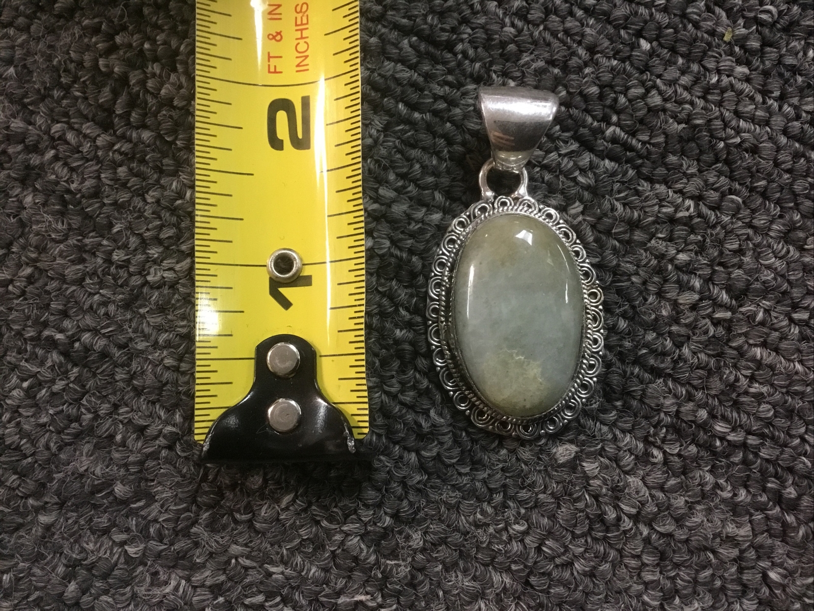 925 Sterling Silver Grey/Green/Blue Colored Pendant 13.3 grams Large Bale