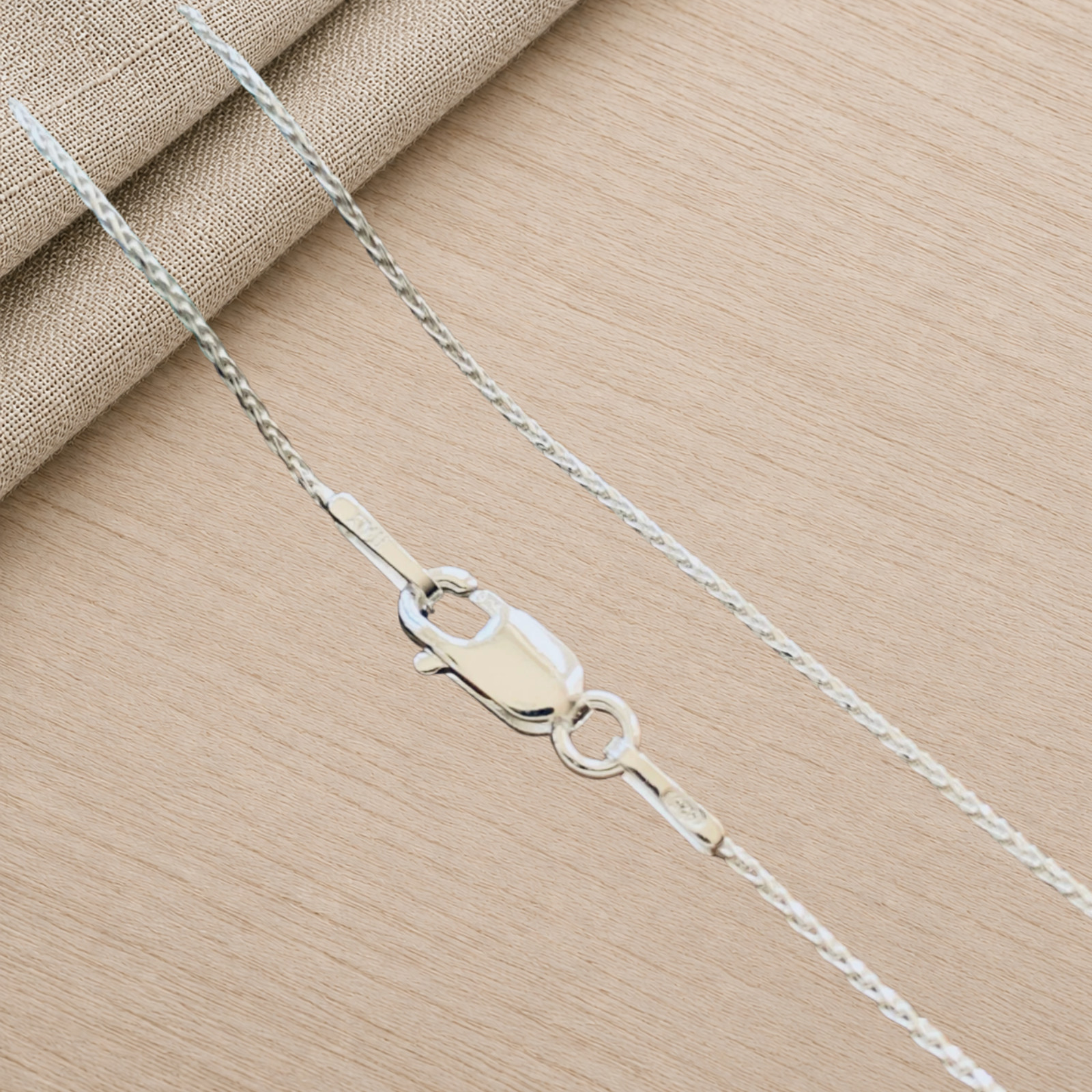 925 STERLING SILVER 1MM 16″ DIAMOND CUT WHEAT SPIGA CHAIN NECKLACE ITALY