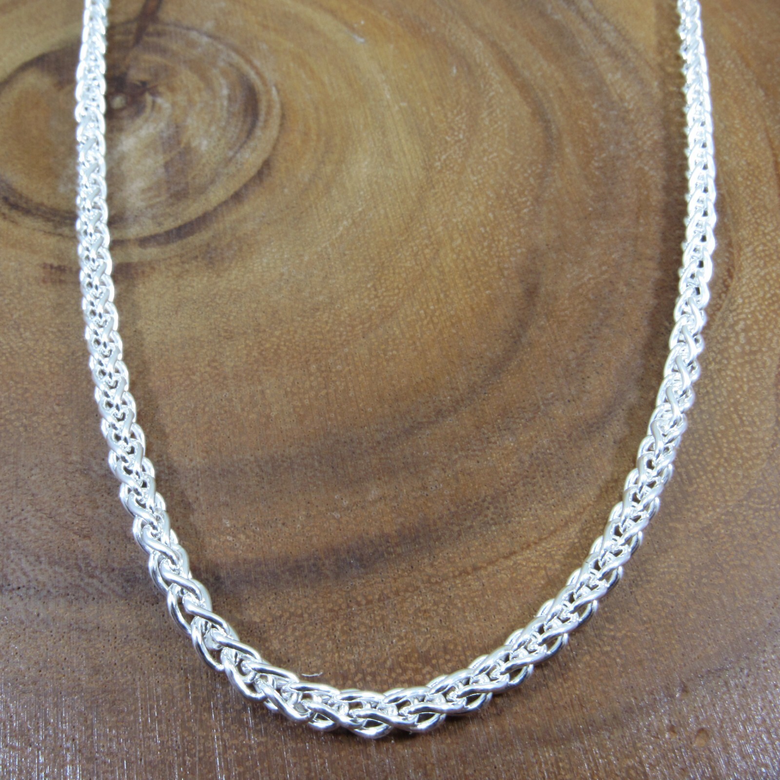 4.5MM Thick Mens Solid 925 Sterling Silver Italian Spiga Wheat Chain Necklace