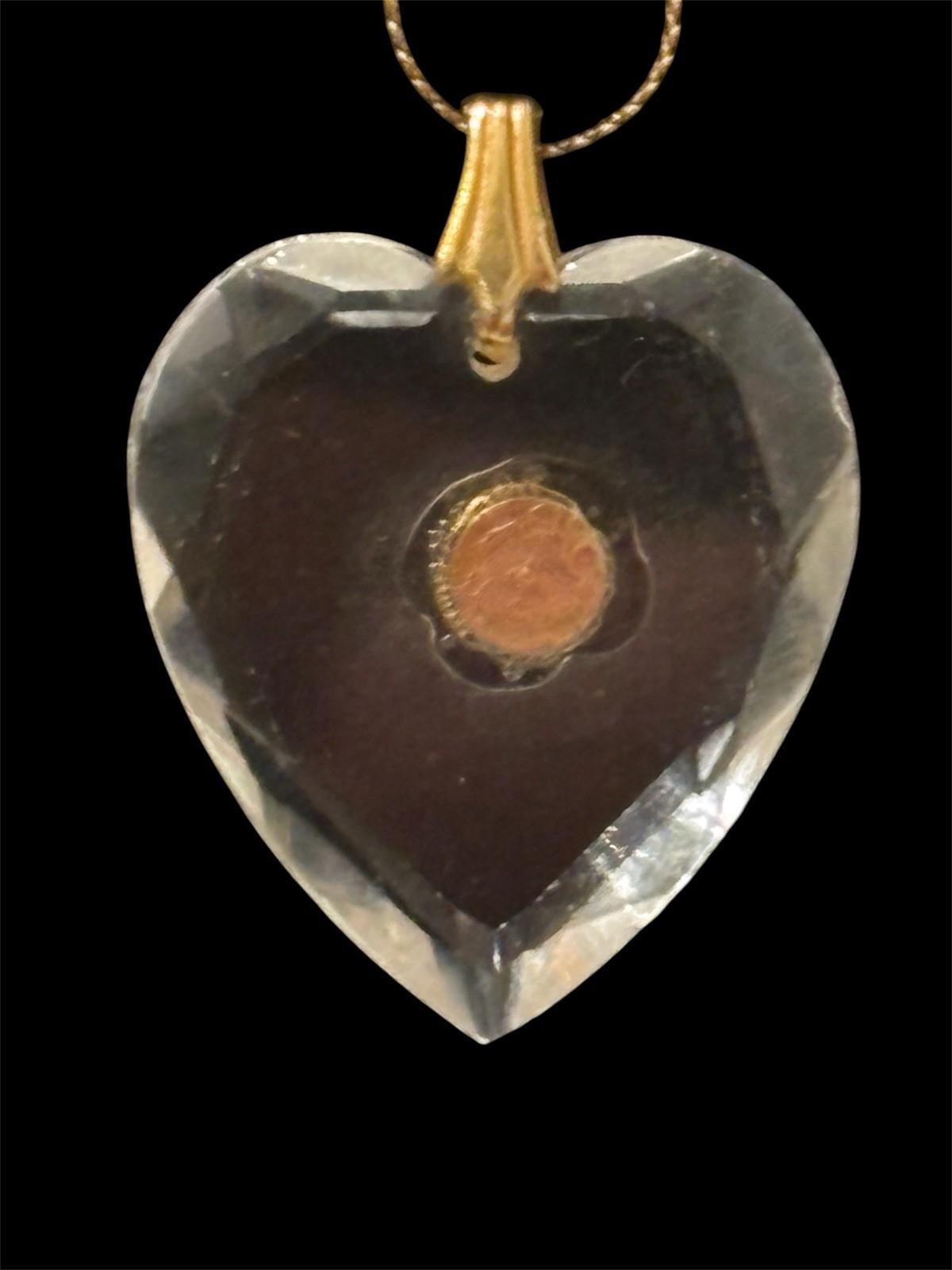 14k Yellow Gold 18” Chain And Clear Heart Pendant .67g 585
