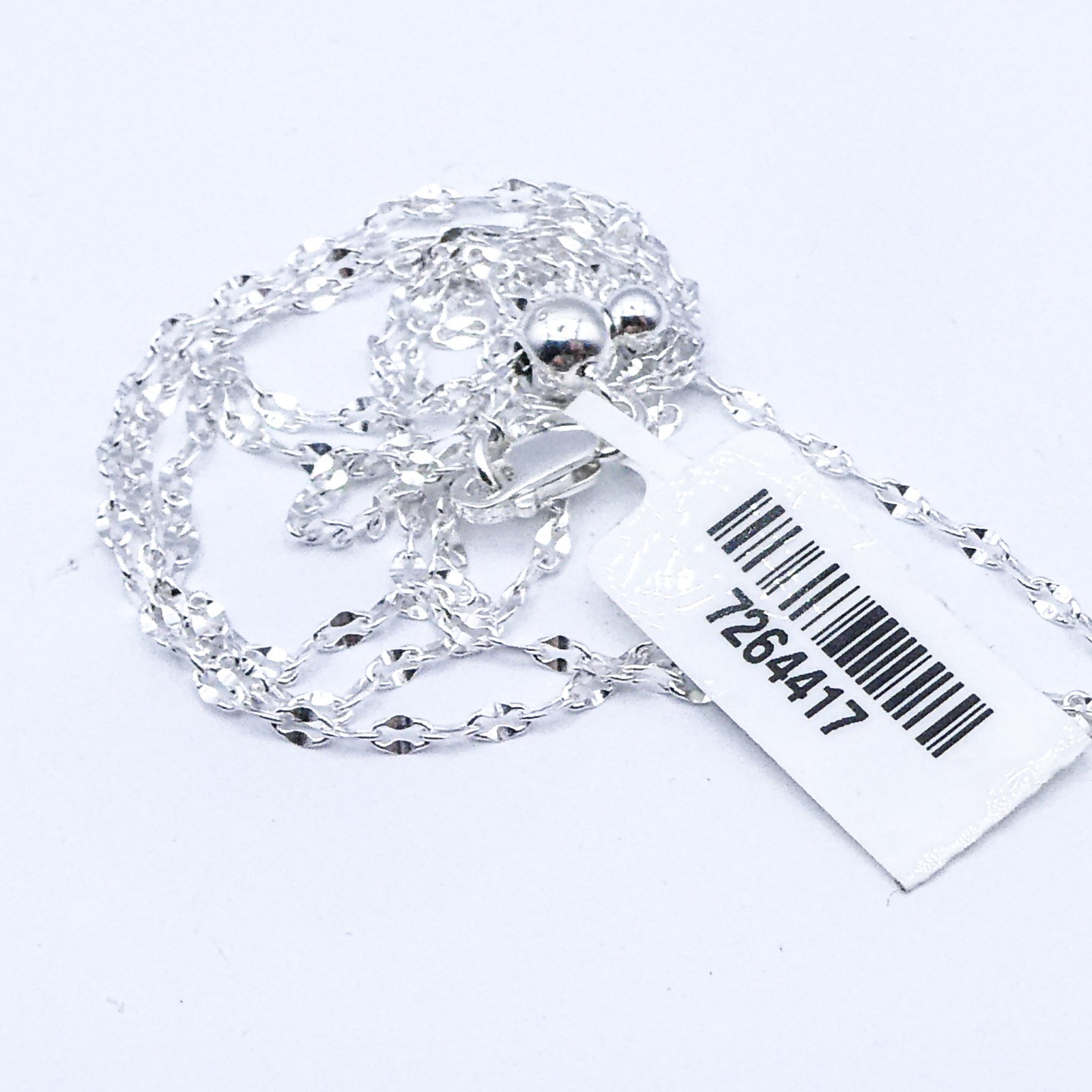 New Sterling Silver Italy Flat Link Adjustable Chain Necklace 23″ Stackable