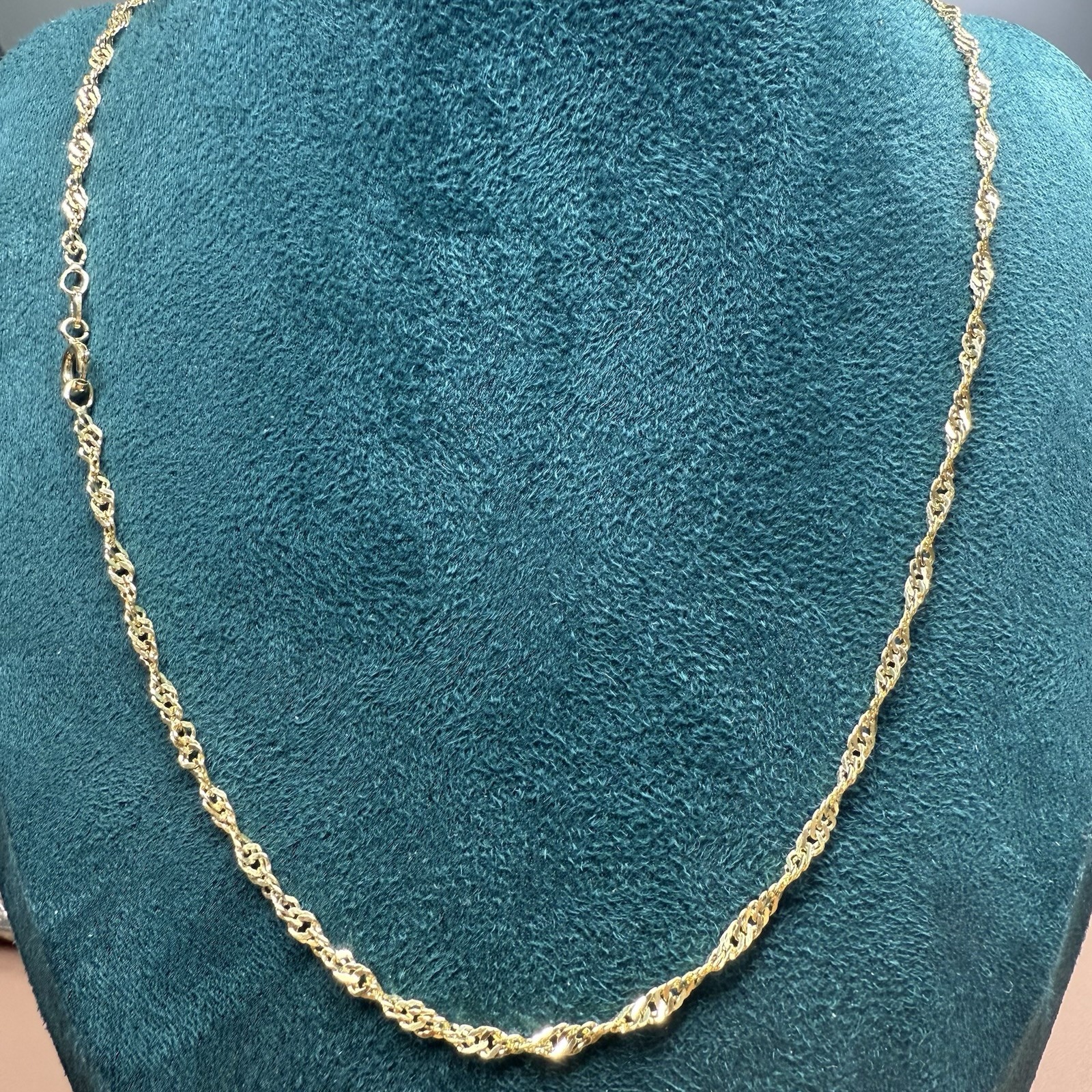 Italian 925 Sterling Silver Gold Plated Singapore Link Chain Necklace 24” 2.4mm