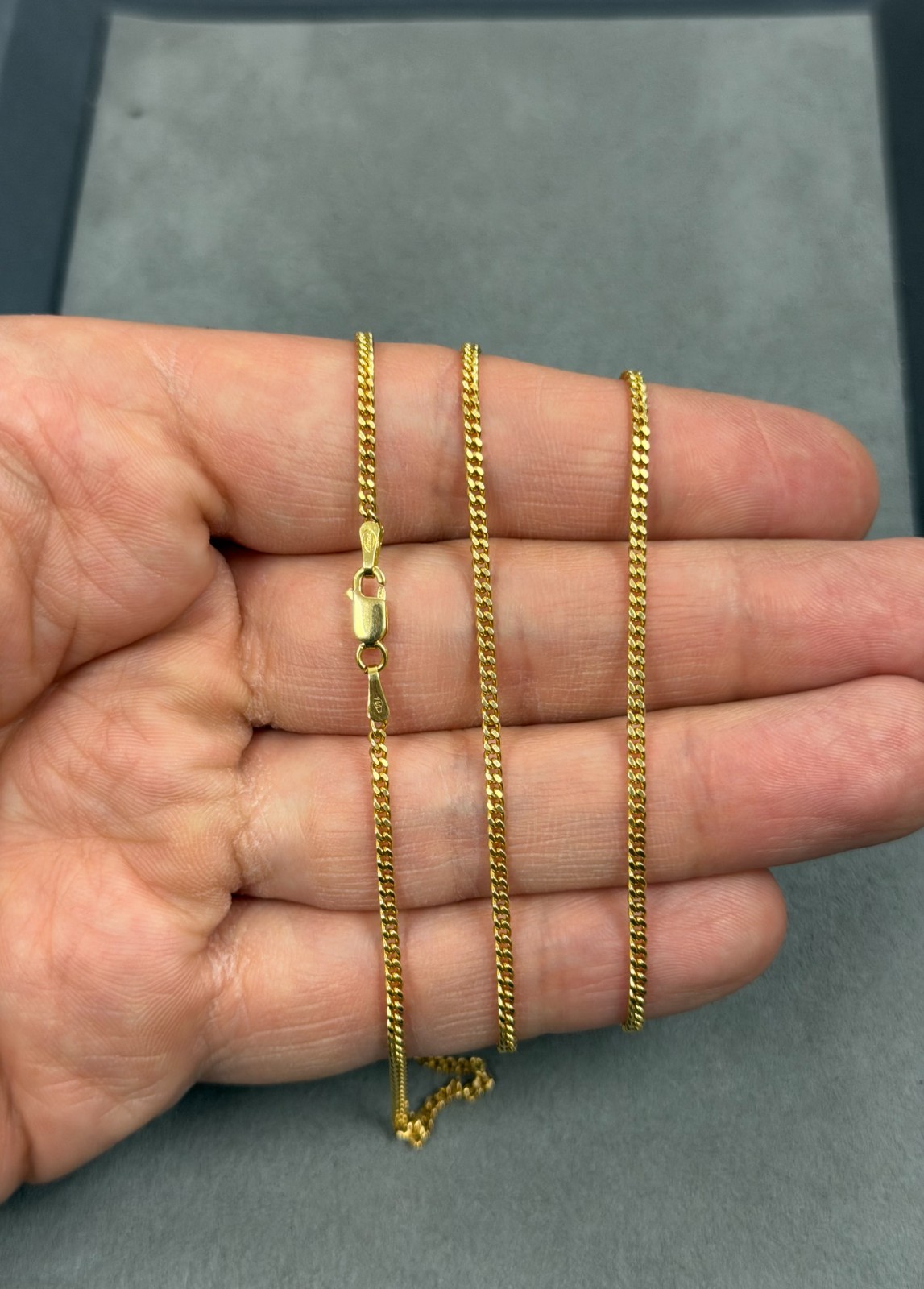 18k Yellow Gold Solid Miami Cuban Curb Link Chain Necklace 24″ 1.8mm 9.20 Grams