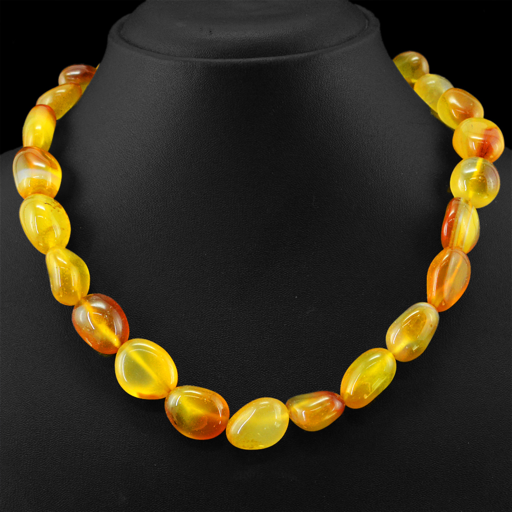 555.00 CTS NATURAL WHOLESALE PRICE UNTREATED RICH ORANGE ONYX BEADS NECKLACE